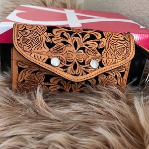 New tan western leather wallet